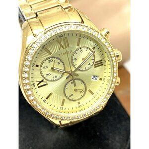 Timex Women's Watch TW2V57800 Quartz Chronograph Gold Dial Stainless Ste…